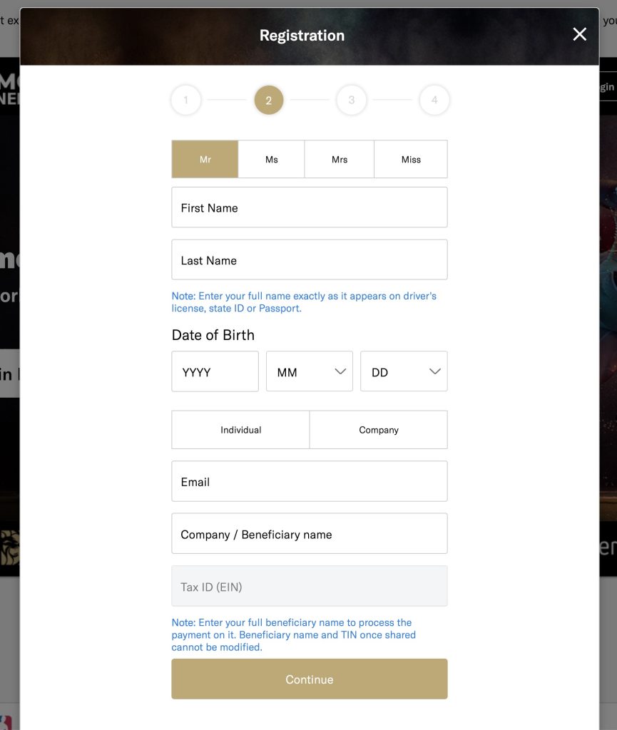 BetMGM Affiliate Program Step 2